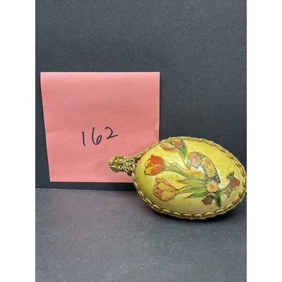Vintage Paper Mache Egg with Flowers multi color - Picture 5 of 5
